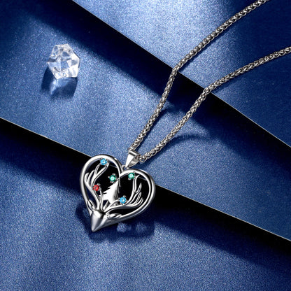 Beautlace Deer Necklace Silver Plated Heart Pendant Christmas Tree Necklace for Women Girls