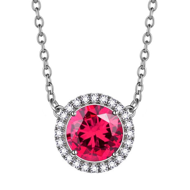 Beautlace Colliers avec pierre de naissance plaqué argent, pendentif de forme ronde, collier avec pierre de naissance, bijoux cadeaux d'anniversaire pour hommes et femmes