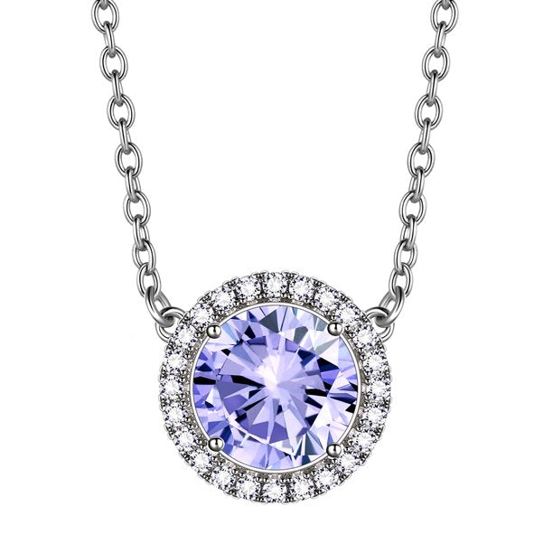 Beautlace Colliers avec pierre de naissance plaqué argent, pendentif de forme ronde, collier avec pierre de naissance, bijoux cadeaux d'anniversaire pour hommes et femmes