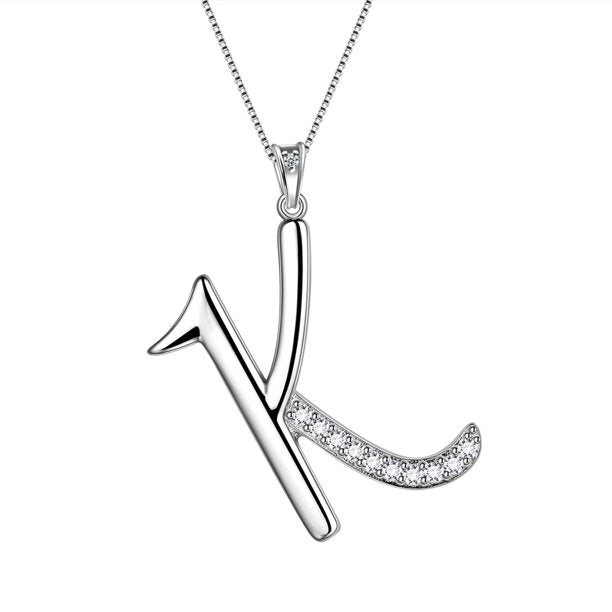 Beautlace Collier avec lettres initiales – Argent sterling 925 avec pendentif personnalisé avec nom de l'alphabet et cristal CZ, bijoux pour la fête des mères, la Saint-Valentin, Noël, un anniversaire, pour sa maman, sa femme, sa petite amie 