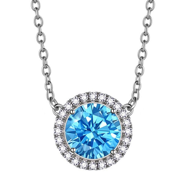 Beautlace Colliers avec pierre de naissance plaqué argent, pendentif de forme ronde, collier avec pierre de naissance, bijoux cadeaux d'anniversaire pour hommes et femmes