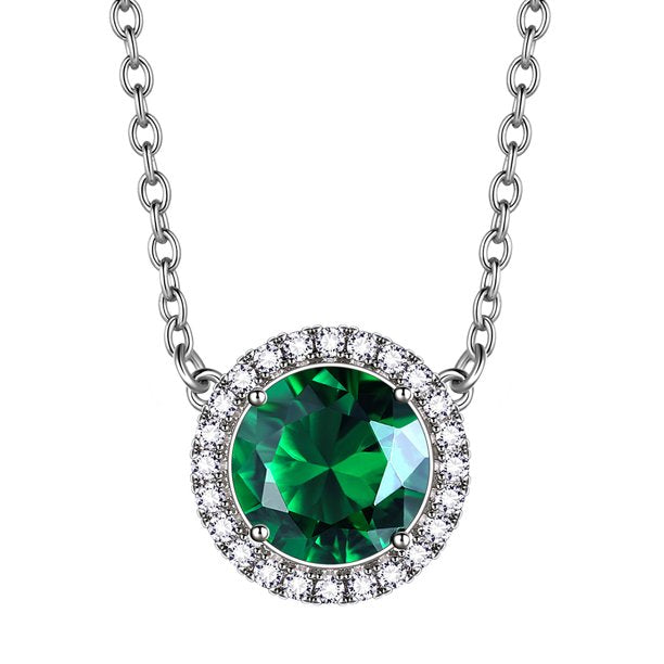 Beautlace Colliers avec pierre de naissance plaqué argent, pendentif de forme ronde, collier avec pierre de naissance, bijoux cadeaux d'anniversaire pour hommes et femmes