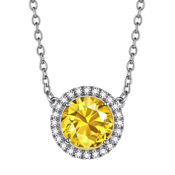 Beautlace Colliers avec pierre de naissance plaqué argent, pendentif de forme ronde, collier avec pierre de naissance, bijoux cadeaux d'anniversaire pour hommes et femmes
