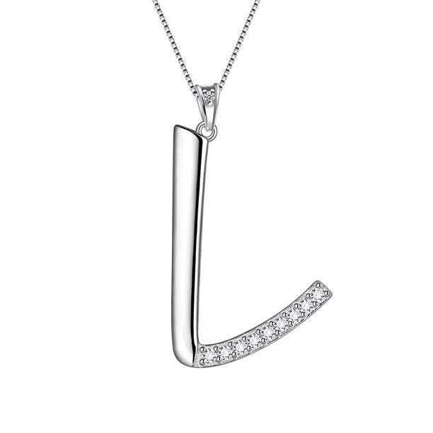 Beautlace Collier avec lettres initiales – Argent sterling 925 avec pendentif personnalisé avec nom de l'alphabet et cristal CZ, bijoux pour la fête des mères, la Saint-Valentin, Noël, un anniversaire, pour sa maman, sa femme, sa petite amie 