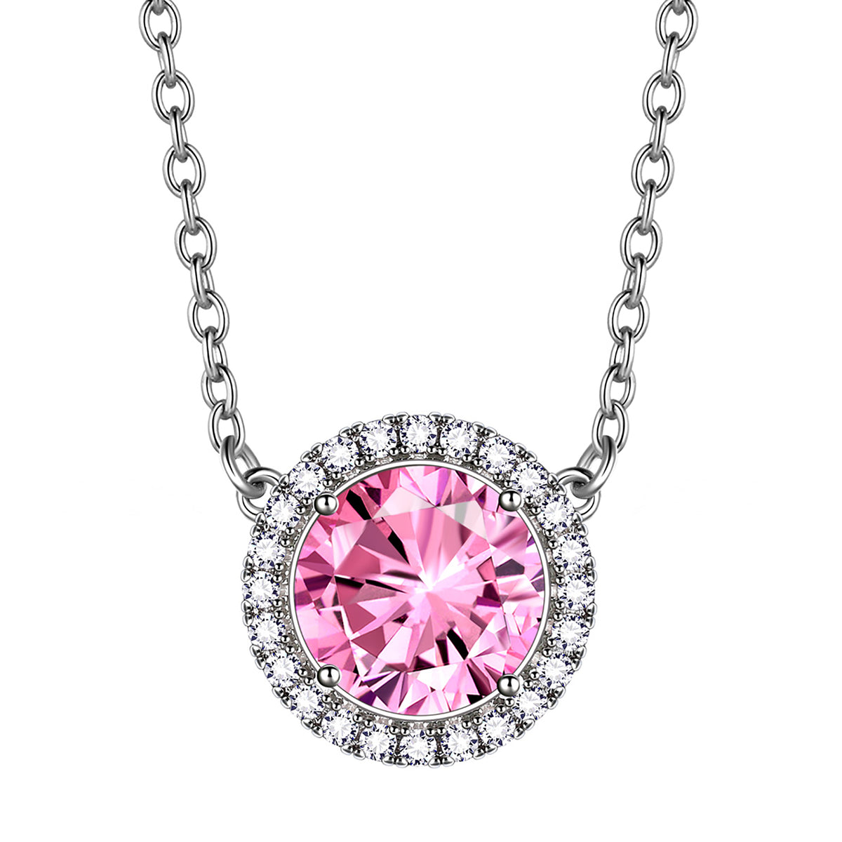 Beautlace Colliers avec pierre de naissance plaqué argent, pendentif de forme ronde, collier avec pierre de naissance, bijoux cadeaux d'anniversaire pour hommes et femmes
