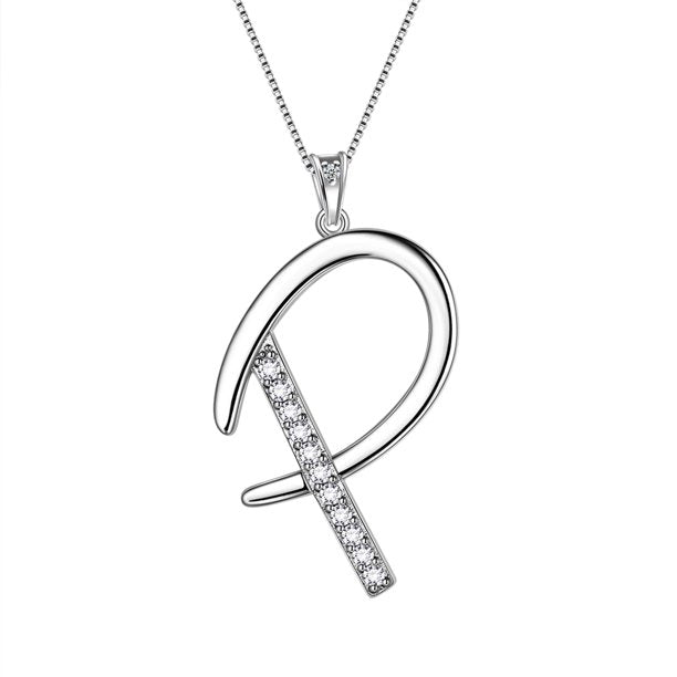 Beautlace Collier avec lettres initiales – Argent sterling 925 avec pendentif personnalisé avec nom de l'alphabet et cristal CZ, bijoux pour la fête des mères, la Saint-Valentin, Noël, un anniversaire, pour sa maman, sa femme, sa petite amie 