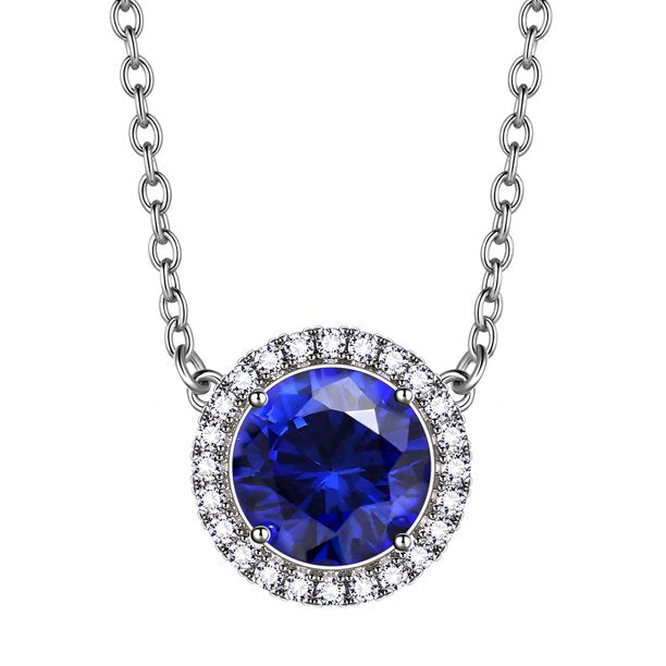 Beautlace Colliers avec pierre de naissance plaqué argent, pendentif de forme ronde, collier avec pierre de naissance, bijoux cadeaux d'anniversaire pour hommes et femmes