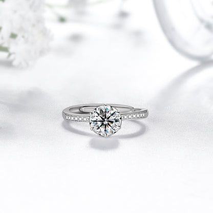 Beautlace Classic 1Ct Moissanite Solitaire Engagement Ring for Women,Wedding Band 925 Sterling Silver with 18K Gold Plated Adjustable 6 Prong Round Diamond Ring,Promise Wedding Rings