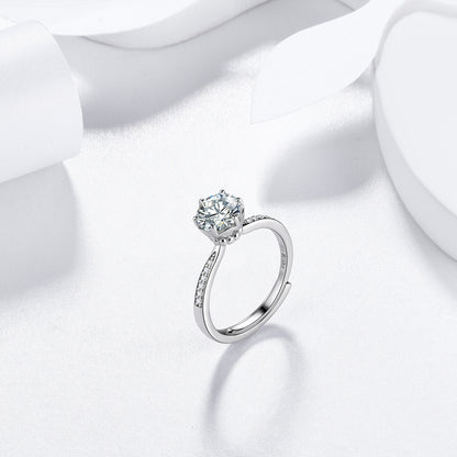Beautlace Classic 1Ct Moissanite Solitaire Engagement Ring for Women,Wedding Band 925 Sterling Silver with 18K Gold Plated Adjustable 6 Prong Round Diamond Ring,Promise Wedding Rings
