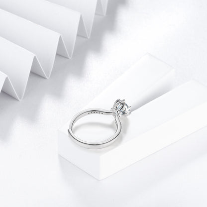 Beautlace Classic 1Ct Moissanite Solitaire Engagement Ring for Women,Wedding Band 925 Sterling Silver with 18K Gold Plated Adjustable 6 Prong Round Diamond Ring,Promise Wedding Rings