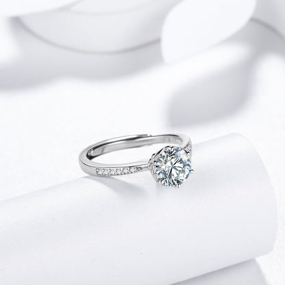 Beautlace Classic 1Ct Moissanite Solitaire Engagement Ring for Women,Wedding Band 925 Sterling Silver with 18K Gold Plated Adjustable 6 Prong Round Diamond Ring,Promise Wedding Rings