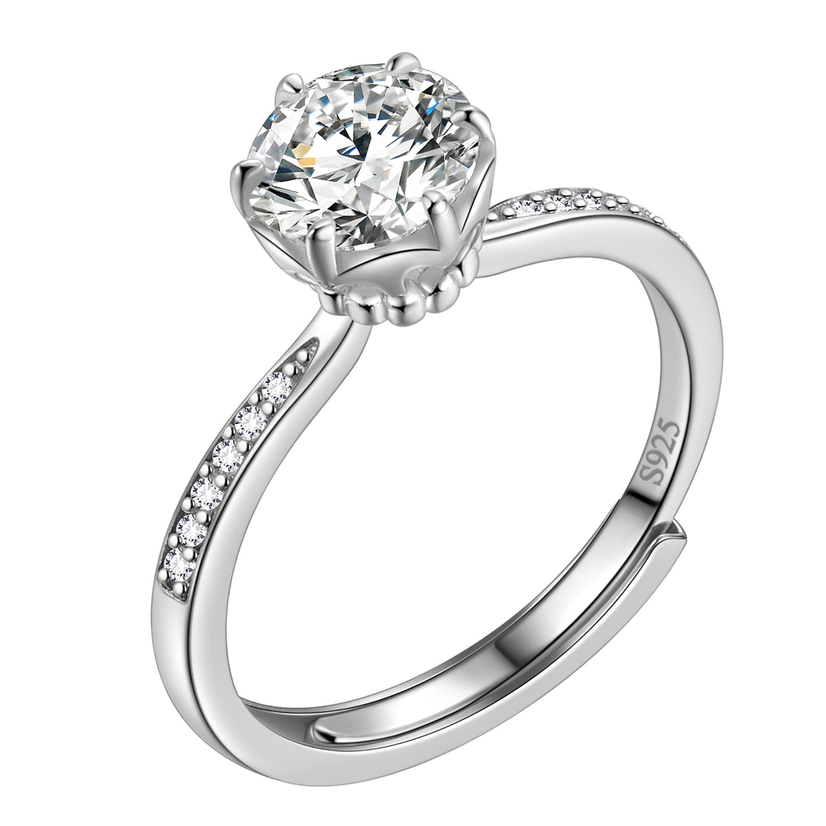 Beautlace Classic 1Ct Moissanite Solitaire Engagement Ring for Women,Wedding Band 925 Sterling Silver with 18K Gold Plated Adjustable 6 Prong Round Diamond Ring,Promise Wedding Rings