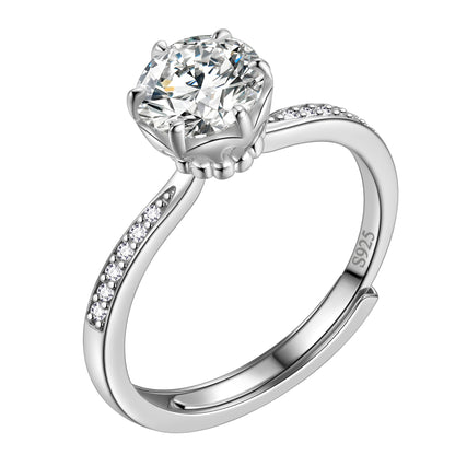Beautlace Classic 1Ct Moissanite Solitaire Engagement Ring for Women,Wedding Band 925 Sterling Silver with 18K Gold Plated Adjustable 6 Prong Round Diamond Ring,Promise Wedding Rings