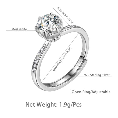 Beautlace Classic 1Ct Moissanite Solitaire Engagement Ring for Women,Wedding Band 925 Sterling Silver with 18K Gold Plated Adjustable 6 Prong Round Diamond Ring,Promise Wedding Rings