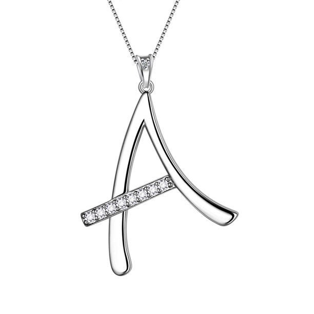 Beautlace Collier avec lettres initiales – Argent sterling 925 avec pendentif personnalisé avec nom de l'alphabet et cristal CZ, bijoux pour la fête des mères, la Saint-Valentin, Noël, un anniversaire, pour sa maman, sa femme, sa petite amie 