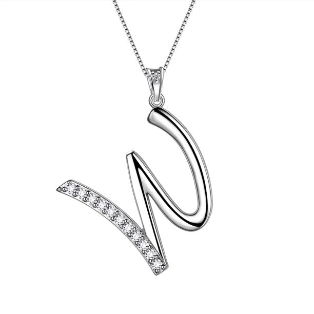 Beautlace Collier avec lettres initiales – Argent sterling 925 avec pendentif personnalisé avec nom de l'alphabet et cristal CZ, bijoux pour la fête des mères, la Saint-Valentin, Noël, un anniversaire, pour sa maman, sa femme, sa petite amie 