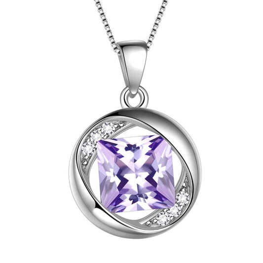 Beautlace Collier avec pierre de naissance en argent sterling 925, pendentif rond en zircone cubique, bijoux pour femmes et filles
