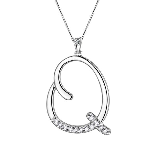 Beautlace Collier avec lettres initiales – Argent sterling 925 avec pendentif personnalisé avec nom de l'alphabet et cristal CZ, bijoux pour la fête des mères, la Saint-Valentin, Noël, un anniversaire, pour sa maman, sa femme, sa petite amie 