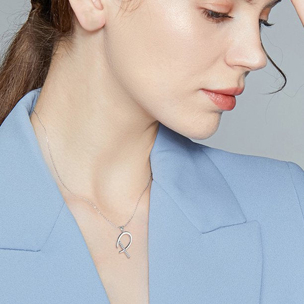 Beautlace Collier avec lettres initiales – Argent sterling 925 avec pendentif personnalisé avec nom de l'alphabet et cristal CZ, bijoux pour la fête des mères, la Saint-Valentin, Noël, un anniversaire, pour sa maman, sa femme, sa petite amie 