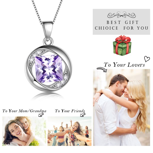Beautlace Collier avec pierre de naissance en argent sterling 925, pendentif rond en zircone cubique, bijoux pour femmes et filles