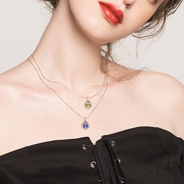 Beautlace Collier avec pierre de naissance en argent sterling 925, pendentif rond en zircone cubique, bijoux pour femmes et filles