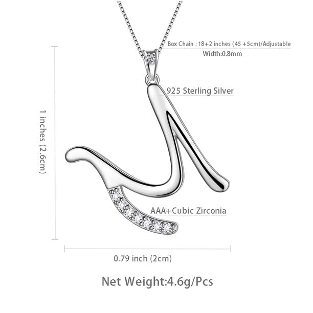 Beautlace Collier avec lettres initiales – Argent sterling 925 avec pendentif personnalisé avec nom de l'alphabet et cristal CZ, bijoux pour la fête des mères, la Saint-Valentin, Noël, un anniversaire, pour sa maman, sa femme, sa petite amie 