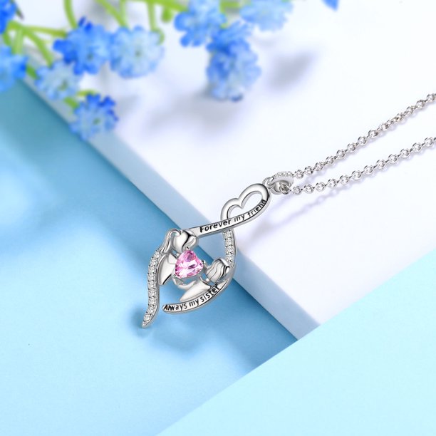 Beautlace 925 Sterling Silver Sister Necklace，Always My Sister Forever My Friend Infinity Pendant Necklace ，Birthday Graduation Christmas Jewelry Gifts for Women Girls Sisters