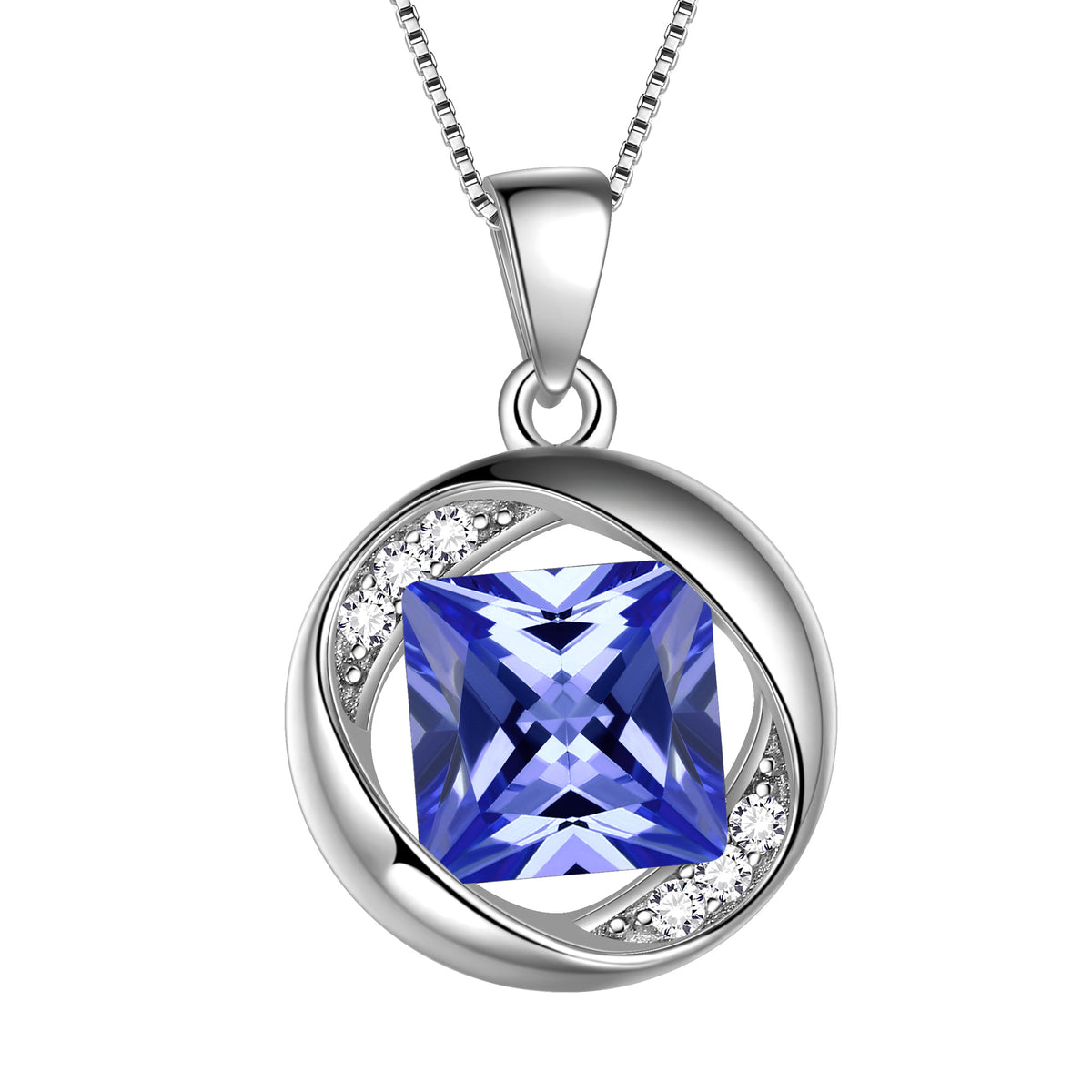 Beautlace Collier avec pierre de naissance en argent sterling 925, pendentif rond en zircone cubique, bijoux pour femmes et filles