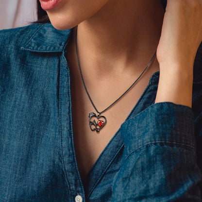 Beautlace Nurse Necklaces Stethoscope Heartbeat Pendant Sliver/Black Gun Plated Medical Jewelry for Doctor Nurse Medical Student Nurse Gifts for Women