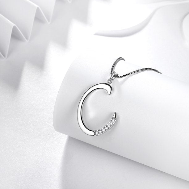 Beautlace Collier avec lettres initiales – Argent sterling 925 avec pendentif personnalisé avec nom de l'alphabet et cristal CZ, bijoux pour la fête des mères, la Saint-Valentin, Noël, un anniversaire, pour sa maman, sa femme, sa petite amie 