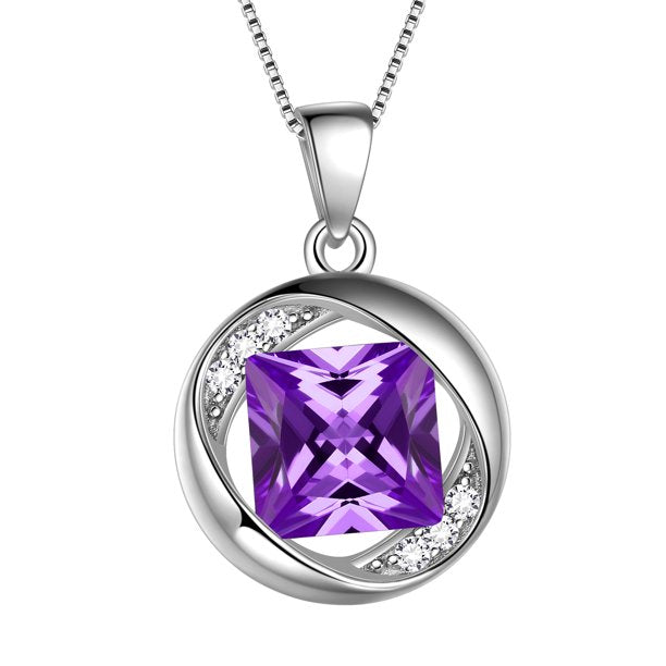 Beautlace Collier avec pierre de naissance en argent sterling 925, pendentif rond en zircone cubique, bijoux pour femmes et filles