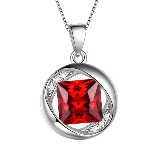 Beautlace Collier avec pierre de naissance en argent sterling 925, pendentif rond en zircone cubique, bijoux pour femmes et filles