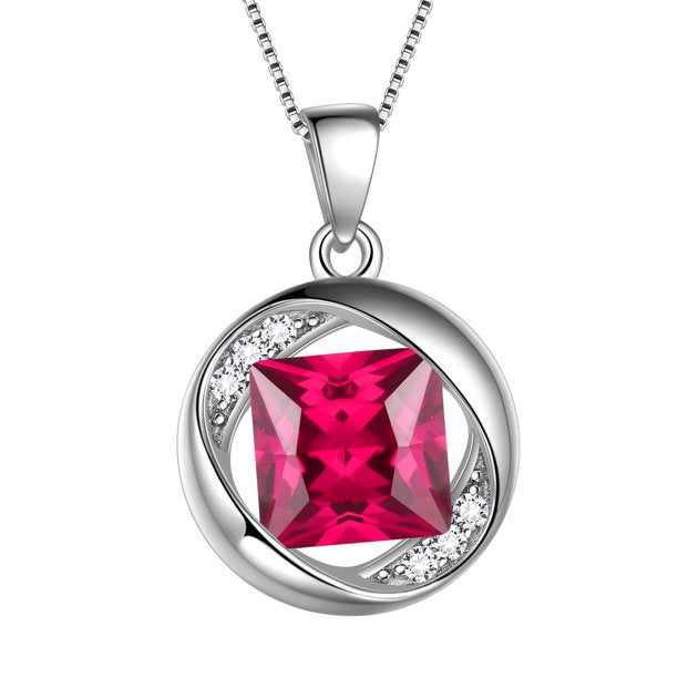 Beautlace Collier avec pierre de naissance en argent sterling 925, pendentif rond en zircone cubique, bijoux pour femmes et filles