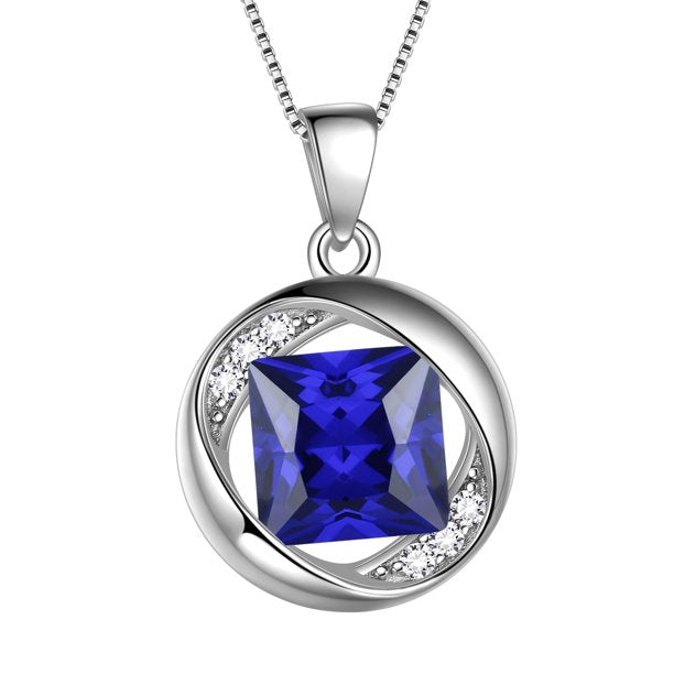 Beautlace Collier avec pierre de naissance en argent sterling 925, pendentif rond en zircone cubique, bijoux pour femmes et filles